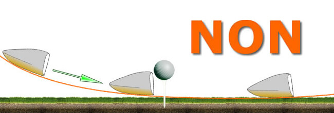 Un swing trop vertical altère le centrage de balle et la puissance du coup de golf